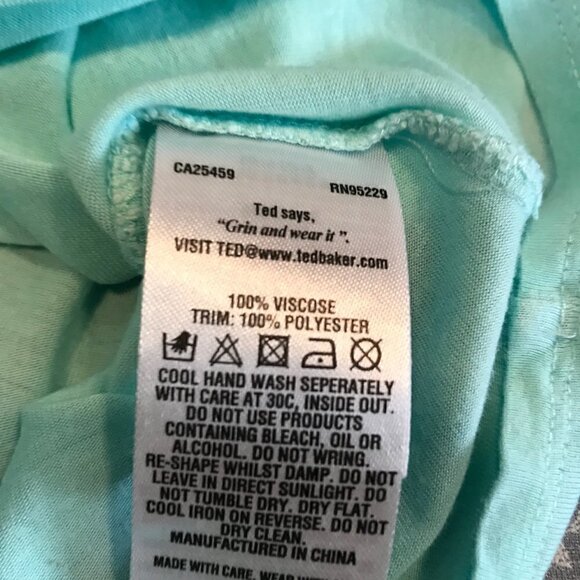 TED Baker Aqua Scalloped Shoulders Beautiful Top Size 3 - Picture 7 of 8